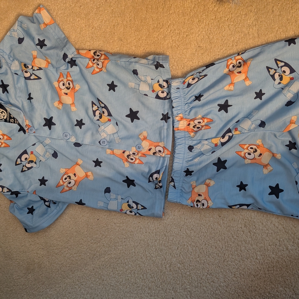 Unisex xs 4T 5T Bluey bingo button pajama sleep shorts set stars boys girls boys